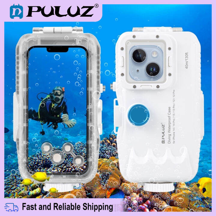 【Ready Stock】PULUZ 40m/130ft Waterproof Diving Case for iPhone 14 / 14