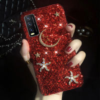 กากเพชรส่องแสงเป็นประกายวิบวับ Sequins เคสโทรศัพท์สำหรับ VIVO Y15S Y15A Y22 Y22S Y16 Y35 Y02S Y20 Y20i Y20s Y12s Y11s Y12A Y20sG Y12D Y12 Y12i Y15 Y17 Y11 Y91C Y1s Y95 Y91 Y93 Y91i V20SE Shining Moon ดาวเคสป้องกันเต็มรูปแบบ Hard ปลอกซิลิโคนฝาครอบ Hp