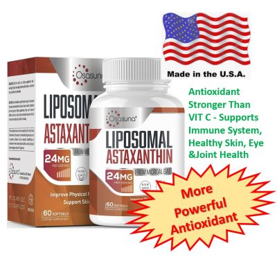 Liposomal Astaxanthin Supplement 24MG,  60 Softgels (2 Months Supply), Osasuna,  Astaxanthin (แอสตาแซนธิน) 24มก