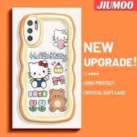 เคส JIUMOO สำหรับ Xiaomi POCO M3 Pro 4G M3 Pro 5G Redmi Note 10 5G Note 10T น่ารัก Hello Kitty แฟชั่นขอบคลื่นเคสโทรศัพท์แบบใสง่ายเลนส์กล้องถ่ายรูปการ์ตูนป้องกันการกระแทกเคสนิ่มเคสใสซิลิโคน