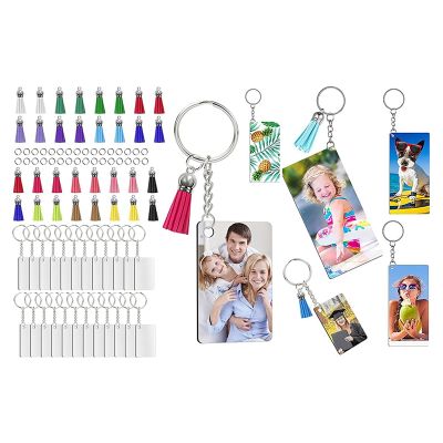 Sublimation Keychain Blanks, 128Pcs MDF DIY Blank Keychain with Key Rings, Heat Transfer Keychain for Present Making