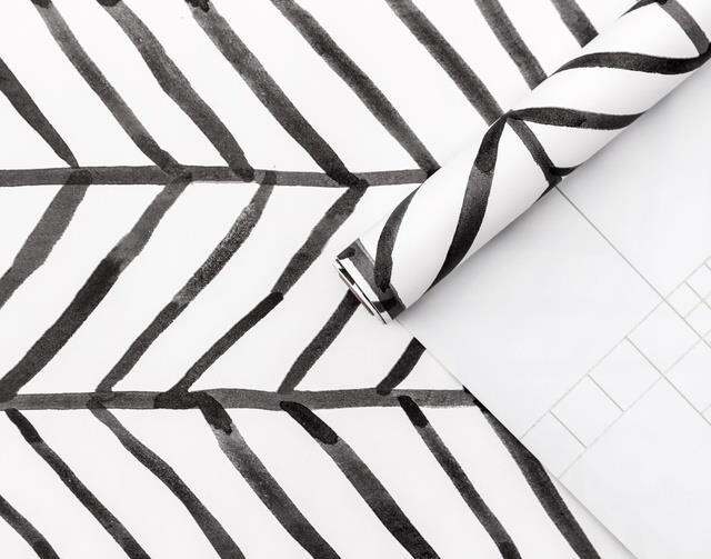 24-home-accessories-hapyline-modern-stripe-peel-and-stick-วอลล์เปเปอร์-herringbone-black-white-vinyl-self-adhesive-contact-paper-สำหรับผนังห้องนอน