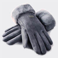 ผู้หญิงฤดูใบไม้ร่วงฤดูหนาวแฟชั่น Plush ถุงมือ Faux Suede Warm Mitten Full Finger Mittens ผู้หญิงกีฬากลางแจ้ง Touchscreen