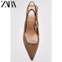 Summer Za.raˉnew womens shoes sand brown slingback chunky heel mules