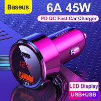 Baseus Official Store ที่ชาร์จในรถยนต์ หัวชาร์จในรถ 45W 13 Pro Max 11 Dual USB Car Charger สำหรับ Oppo Vivo Xiaomi Realme PD ที่ชาร์จแบตเตอรี่โทรศัพท์ Suport AFC SCP