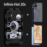 3in1 Infinix ชุดนักบินอวกาศ20S เคสโทรศัพท์มือถือ + ฟิล์มบางเซรามิก + ฟิล์มด้านหลังร้อน20 4G ร้อน20S ซิลิโคนนิ่มดีไซน์ใหม่เคสโทรศัพท์มือถือชุดนักบินอวกาศ