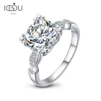 Iogou 925เงินสเตอร์ลิง3.0ct รอบตัด12กรงเล็บ Cubic Z irconia แหวนเครื่องประดับจัดงานแต่งงานแหวนเงินสำหรับผู้หญิง