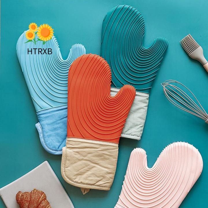 htrxb-ถุงมือสีทึบซิลิโคนป้องกันลวกเครื่องมืออุปกรณ์ทำครัวหนาขึ้นเตาอบอุปกรณ์อบถุงมือ-bbq-ถุงมือสำหรับเตาอบ