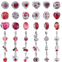 Authentic 925 Sterling Silver Red Series Charm Sparkling Beads Fit Original Pandora Charms Bracelet DIY Europe Jewelry Wholesale