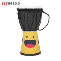 Djembe กลองมือกลมที่ติดลูกกระพรวนแอฟริกัน4นิ้วสำหรับเด็กผู้เริ่มต้นเล่นเครื่องช่วยในการสอนเครื่องกระทบ