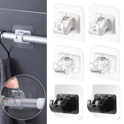 2pcs/set Adjustable Curtain Rod Hooks Self-Adhesive Rack Hooks Hanging Japanese Clip Holders Curtain Hooks Style Rod Punch-free Fixed Bracket U5C2