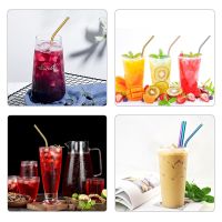 Rainbow Color Reusable Metal Straws Set with Cleaner Brush 304 Stainless Steel Drinking Straw Milk Drinkware Bar Party Accessory Specialty Glassware