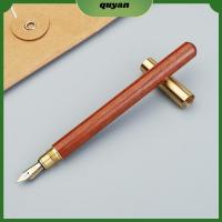 QUYAN ทำจากไม้ ปากกาหมึกหมึก ปากกาสำหรับเด็ก แสงสีขาว ปากกาหมึกซึม ออฟฟิศสำหรับทำงาน