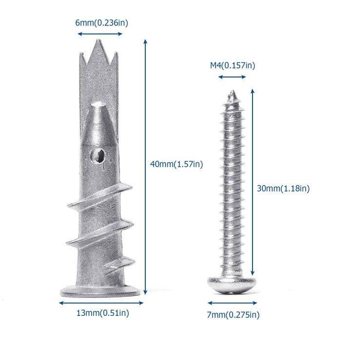 yp-nindejin-120ชิ้น-เซ็ต-drywall-anchor-โลหะผสมสังกะสีเจาะตนเองกลวงผนัง-anchor-ด้วยสกรูสตั๊ด-anchor-สำหรับแขวนผนัง