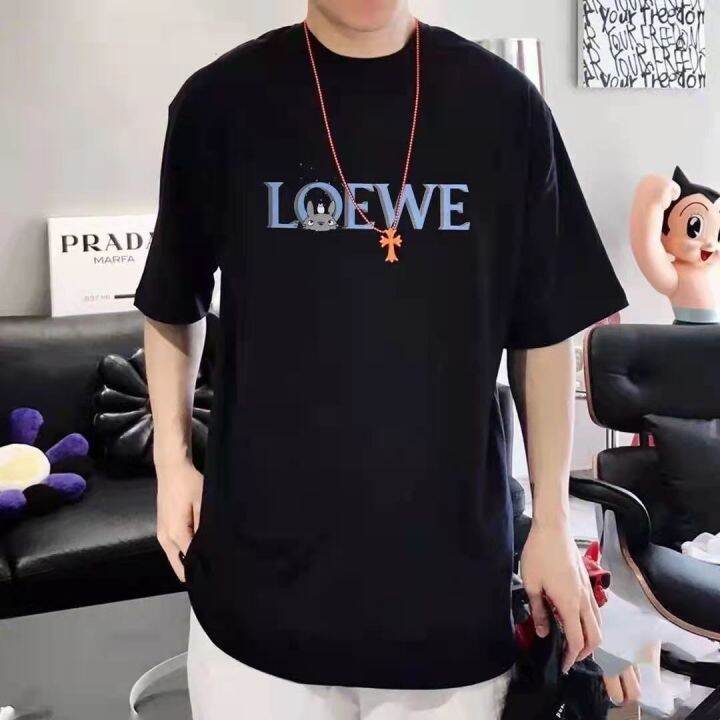 เสื้อยืด-luo-yiwei-2022ใหม่ฤดูใบไม้ผลิและฤดูร้อน-loewe-totoro-ข้อต่อสำหรับผู้ชายและผู้หญิงชุดคู่รักพิมพ์ลายแขนสั้นผ้าฝ้ายสไตล์เดียวกัน