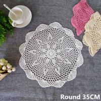 Korean Crochet Flowers Lace Cloth Drink Mat Coffee Dining Table Placemats Wedding Doilies Napkins Tea Towels For Kitchen Home