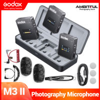 Godox Movelink II M3ไร้สายลาวาเลียร์ความถี่2.4กิกะเฮิรตซ์เครื่องรับส่งสัญญาณไมโครโฟนรอบทิศทางสำหรับโทรศัพท์กล้อง DSLR สมาร์ทโฟน