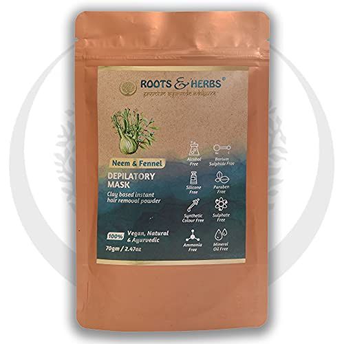 PRE-ORDER] ROOTS AND HERBS Vegan Hair Removal - Neem and Fennel Depilatory  Mask - Men and Womens Facial Hair Removal for sensitive skin - Organic Hair  remover, Pubic, Bikini, Leg Mask Hair