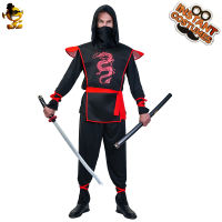 Man Ninja Costumes Black Warrior ชุดคอสเพลย์ฮาโลวีนพร้อมเข็มขัดหน้ากาก Christmas Party Suits