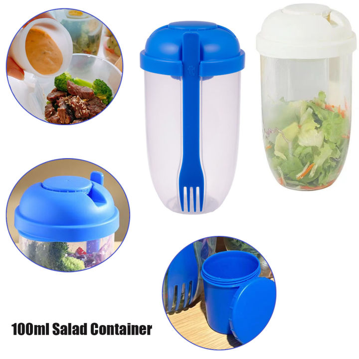 1L Portable Salad Cup Kids Breakfast Salad Bowl with Fork School