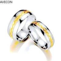 AVECON เวอร์ชั่นเกาหลีของแหวนคู่สร้างสรรค์ยอดนิยม Gold Simple All-Match Men And Women Ring