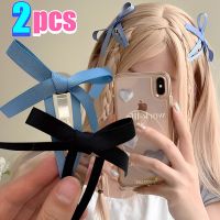 2PCS Y2K Candy Ribbon Tassel Bowknot Hair Pins Vintage Velvet Bow Hair Women Girls Sweet BB Hair Braid Barrettes Bangs Headwear