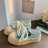 ۩✼❣  Summer ins net surface breathable mint green tide end of thick canvas shoes female 2023 new niche original leisure sandals