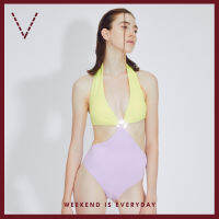 VICKS Heart Hoop Halter Neck Swimsuit ชุดว่ายน้ำ คล้องคอ ตกแต่งห่วงอคริลิครูปหัวใจ