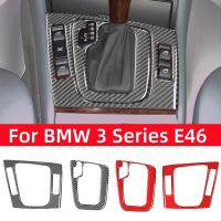 :{-- “สำหรับ BMW 3ซีรีส์ E46 330I 328I 323I 325I อุปกรณ์เสริม1999-2004แผงหัวเกียร์รถยนต์คาร์บอนไฟเบอร์สติกเกอร์แผ่นครอบ