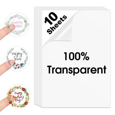 hot！【DT】■  Transparent Vinyl Sticker Paper Label for Inkjet Printer Non-waterproof Adhesive Sheet 10 Sheets