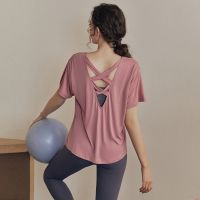 [COD] blouse womens short-sleeved yoga clothes tops spring and summer new loose slimming quick-drying running training fitness