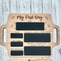 First Day of School Sign - Reusable Memory Photo Board with Handles Starting School Nursery Preschool