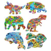 Animal Puzzle Cute Dinosaur Panda Elephant Puzzle with Smooth Large Block Fun Learning Gift for Boys and Girls Fun Toddlers Educational Toys brightly