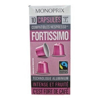 Monoprix Fortissimo Coffee Capsules 10 Capsules กาแฟแคปซูล Monoprix นำเข้าจากประเทศฝรั่งเศส กาแฟ กาแฟสำเร็จรูป