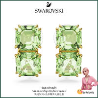 ?Swarovski?ต่างหูพลอยสีเขียว Millenia Square Cut,ต่างหูแฟชั่นสตรีเงินสเตอร์ลิง S925,ของขวัญวันเกิดวันวาเลนไทน์