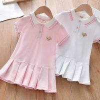 Girls Baby Dress Summer New Childrens Polo Lapel Dress Little Girl Sports Pleated Skirt Princess Dress 2 4 6Y  by Hs2023