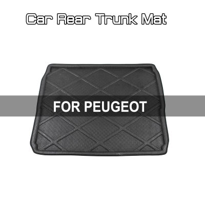 สำหรับ Peugeot 206 207 308 2008 3008 4008รถด้านหลัง Boot Mat พรมปูพื้นพรม Anti Mud Cargo Waterproof
