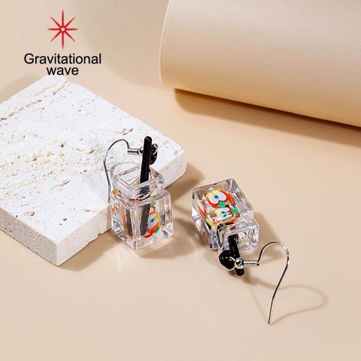 gravitational-wave-1คู่-drop-ต่างหูประณีตน้ำหนักเบาเรซิ่นการ์ตูนผลไม้ถ้วยชานมต่างหูสำหรับ-party