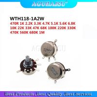 2PCS WTH118 2W 1A Potentiometer 1K 2.2K 4.7K 10K 22K 47K 100K 470K 1M WTH118-2W Round Shaft Carbon Rotary Taper Potentiometer WATTY Electronics