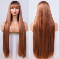 Wigs for Women Synthetic Hair Super Long Straight Wig with Bangs 32 Inch Cosplay Daily Use Wig  Hair Extensions Pads