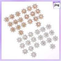 JING 10PCS 16MM DIY ชุบ เครื่องประดับกิ๊บ ปุ่ม Rhinestone ตัดเย็บเสื้อผ้า ปุ่มเกล็ดหิมะ หัวเข็มขัดไข่มุก