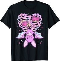 Kawaii Pastel Goth น่ารัก Creepy โครงกระดูกค้างคาวเสื้อยืดS-5XL