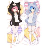 [HOT SHXLLOWWQWH 522] ZENGIA อะนิเมะญี่ปุ่น Re:Zero Rem ผ้าปูที่นอน Dakimakura Huggable หมอนคอสเพลย์ DIY Custom เบาะ Otaku ปลอกหมอน