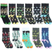 1 Pair Funny Harajuku Socks Men Animal Style Creativity Fashion Shark Dinosaur Sea Horse Different Pattern Casual Crew Man Sock