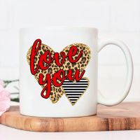 love you pattern  Women Water Cup Womens Fashion Punk Letter Print Females Coffee Mug Ceramic Mug Juice Lady Mugs