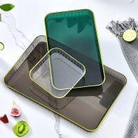 Nordic Phnom Penh Plastic Tray Transparent Rectangle Pallet Large Plate Tea Drink Grocery Storage Supplies Hotel Service Tray