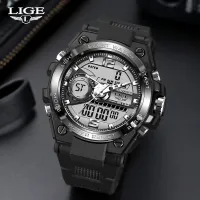 Relogio Masculino LIGE Sport Men Quartz Digital Watch Creative Diving Watches Men Waterproof Alarm Watch Dual Display Clock