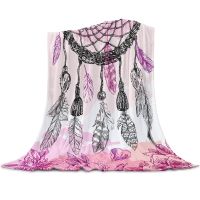 New Style Dream Catcher Feather Flannel Throw Blankets for Sofa Beds Bedding Room Soft Fleece Blanket Bedspread Super Soft King Queen Size