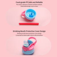 480ML Kids Water Bottle Portable Straw Water Bottle Cartoon Baby Water Cup Leakproof Baby Feeding Cup for Outdoor Travel