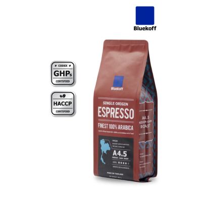 ☛Bluekoff  A4.5 เมล็ดกาแฟไทย อราบิก้า 100 Premium เกรด A คั่วสด ระดับคั่วกลางค่อนเข้ม (Medium-Dark Roast) บรรจุ 250 กรัม♘